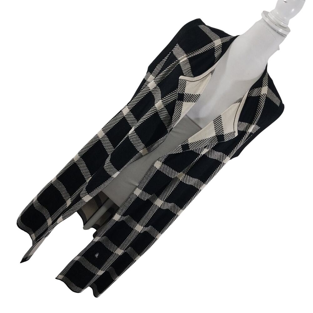 NWT! BELLDINI! BLACK & CREAM PLAID DUSTER LENGTH CARDIGAN SWEATER VEST! SZ M - Picture 12 of 12